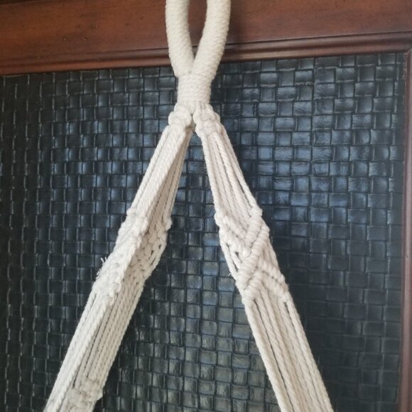 Macramé Two Shelf Wood Plant Hanger Boho Decor - Picture 2 of 8